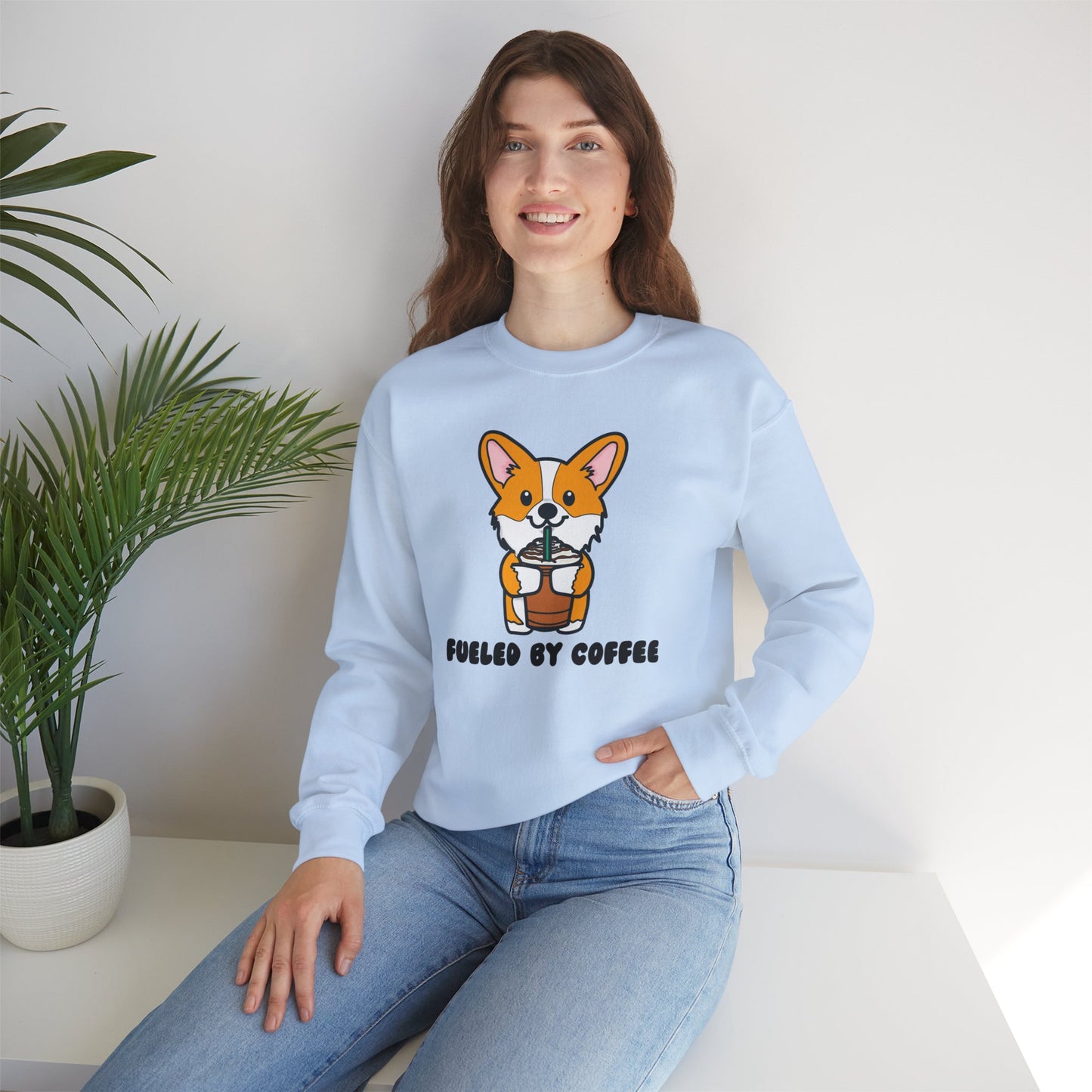 Corgi Coffee Unisex Heavy Blend Crewneck Sweatshirt | Iced Coffee Sweater | Coffee Pullover | Corgi Sweatshirt | Corgi Apparel | Corgi Gifts