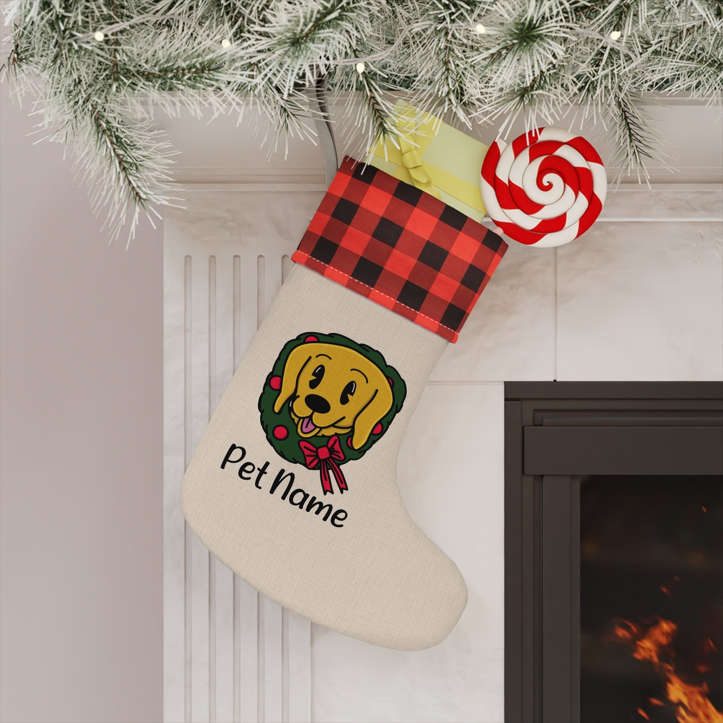 Golden Retriever Pet Personalized Name Christmas Stocking