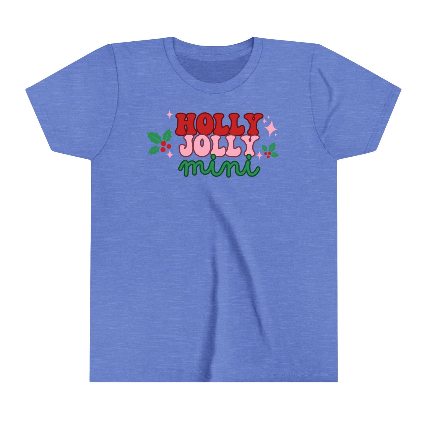 Holly Jolly Mini Christmas Youth Size Shirt | Festive Holiday Apparel for Mom and Daughter | Christmas Girls Tee