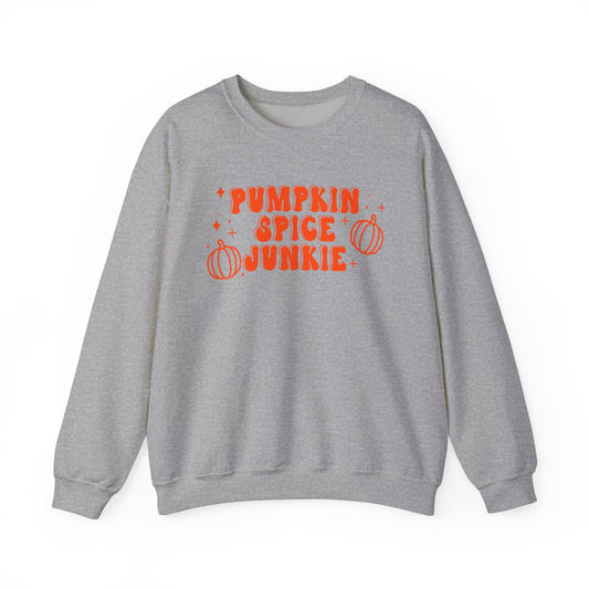 Pumpkin Spice Junkie Spooky Season Pullover Sweatshirt | Pumpkin Spice Latte Crewneck Adult Unisex Fit Sweatshirt