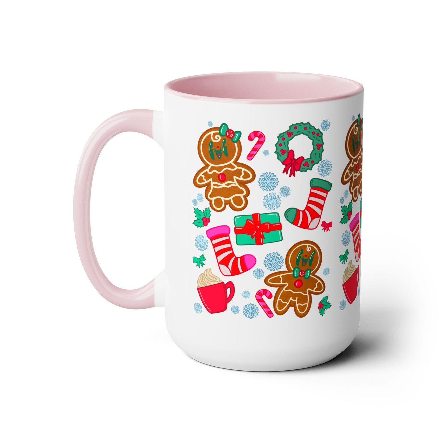 Christmas Pattern Coffee Mug | Festive Holiday Drinkware for Winter Season | Unique Xmas Gift Idea | Ceramic Holiday Cup | Gingerbread Mug