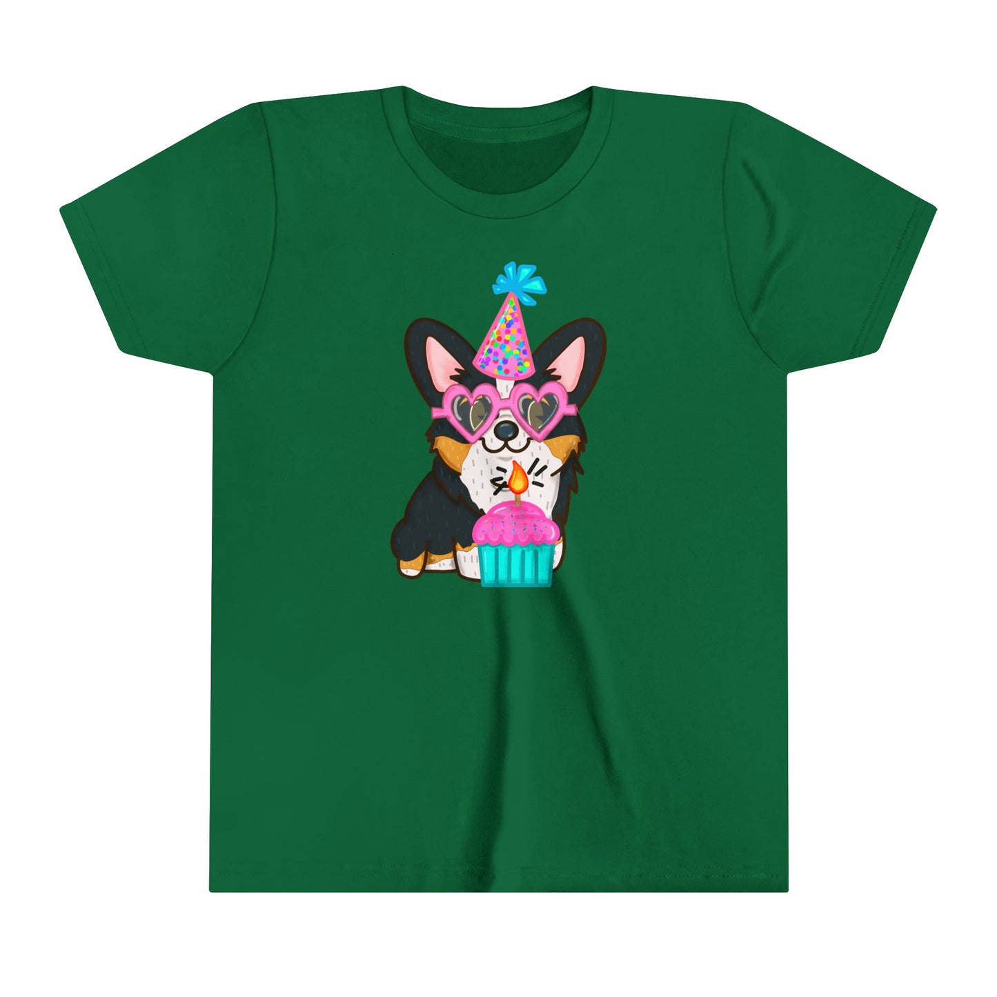 Kids Birthday Black Corgi Dog T-Shirt | Birthday Cake Shirt | Birthday Gift | Youth Corgi Graphic Tee | Kid Dog Lover Tee | Corgi Family Tee