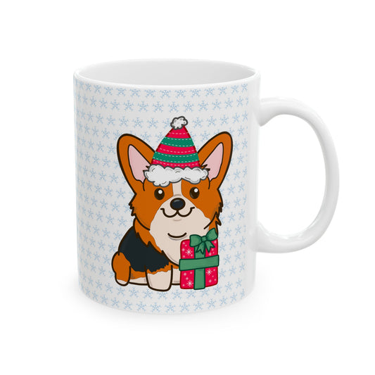 Christmas Red Tri-Color Corgi mug | Dog Lover Gift | Dog Ceramic Mug | Christmas Animal Mug | Hot Cocoa Mug | Black Tri Color Corgi