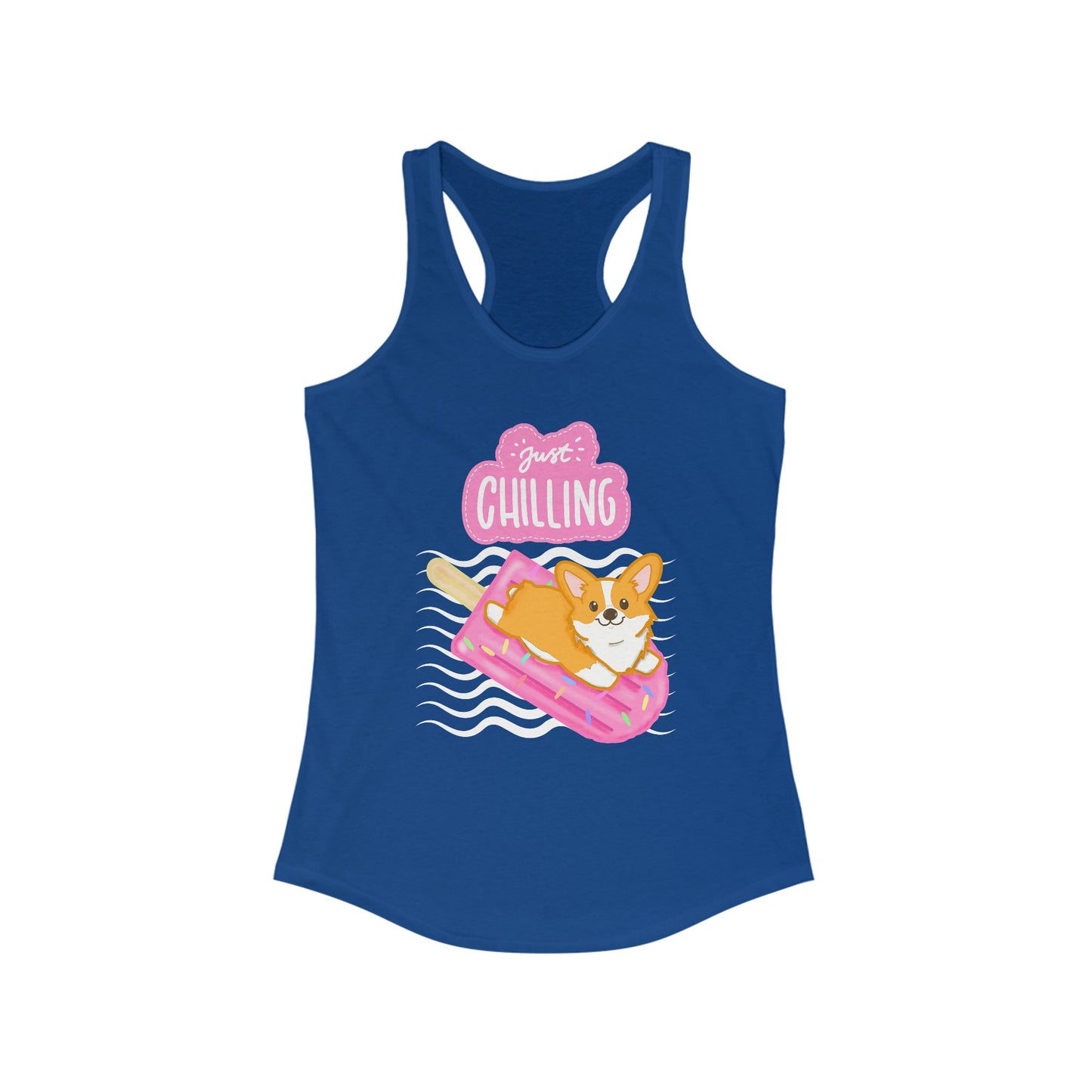 Corgi Pool Float Women's Ideal Racerback Tank | Summer Corgi Tank | Pool Party Tank Top | Summer Vacation Ladies Tank | Corgi Gifts