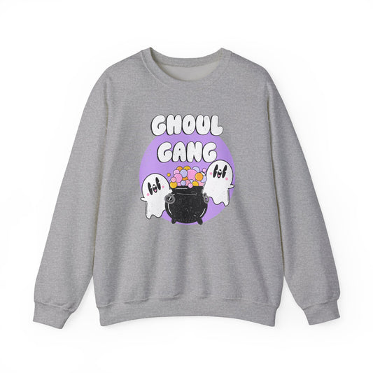 Ghoul Gang Spooky Season Pullover Sweatshirt | Ghost Retro Crewneck Adult Unisex Fit Sweatshirt