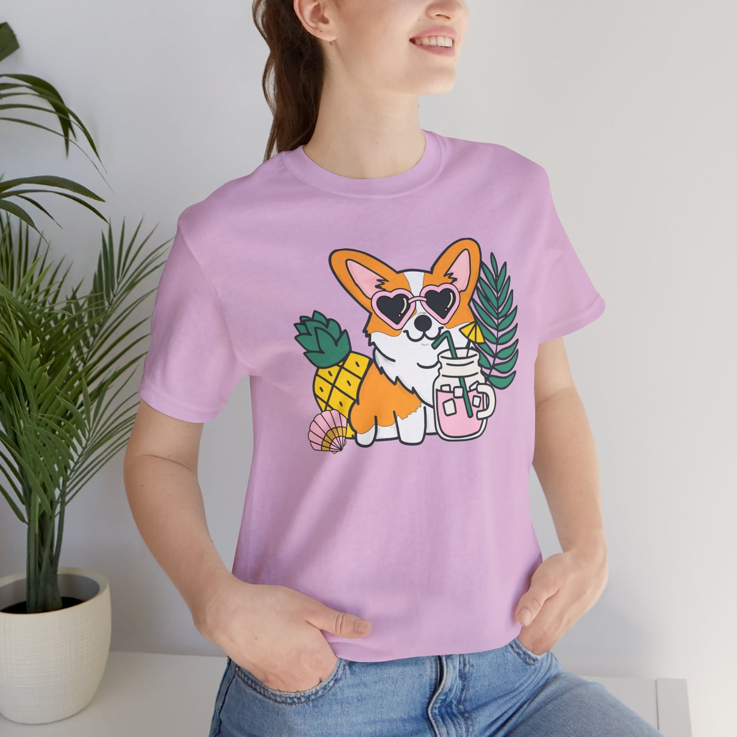 Summer Corgi Unisex Graphic Tee | Ladies Summer Break Tee | Beach Dog T-Shirt | Corgi Lover Gift | Pool Party Shirt | Womens Corgi Shirt