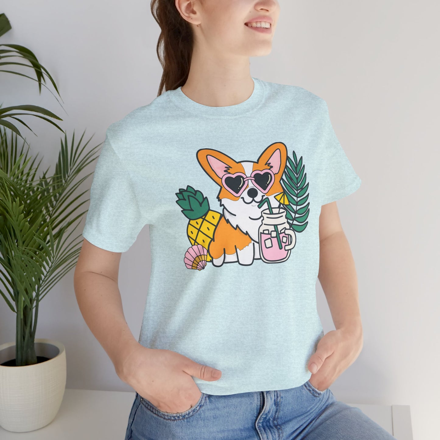 Summer Corgi Unisex Graphic Tee | Ladies Summer Break Tee | Beach Dog T-Shirt | Corgi Lover Gift | Pool Party Shirt | Womens Corgi Shirt