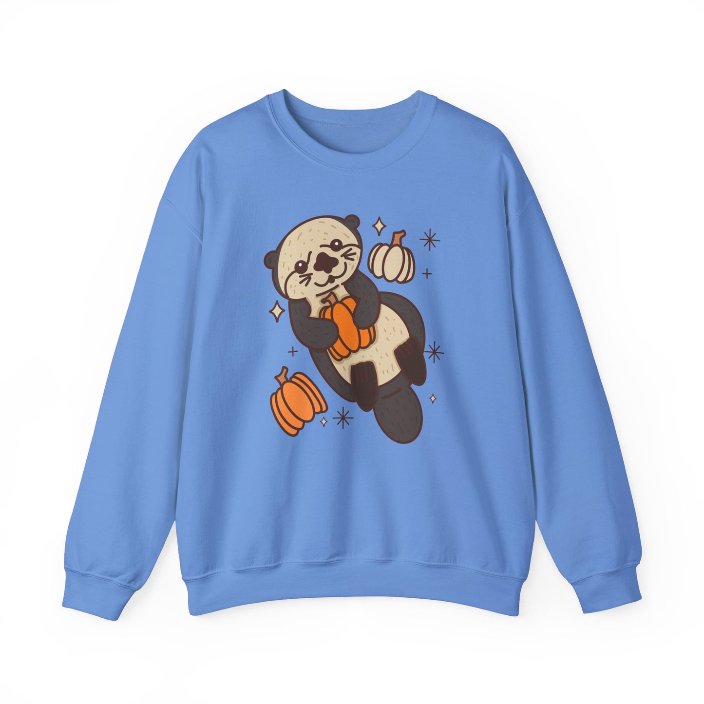 Sea Otter Pumpkin Spooky Season Pullover Sweatshirt | Pumpkin Crewneck Adult Unisex Fit Sweatshirt