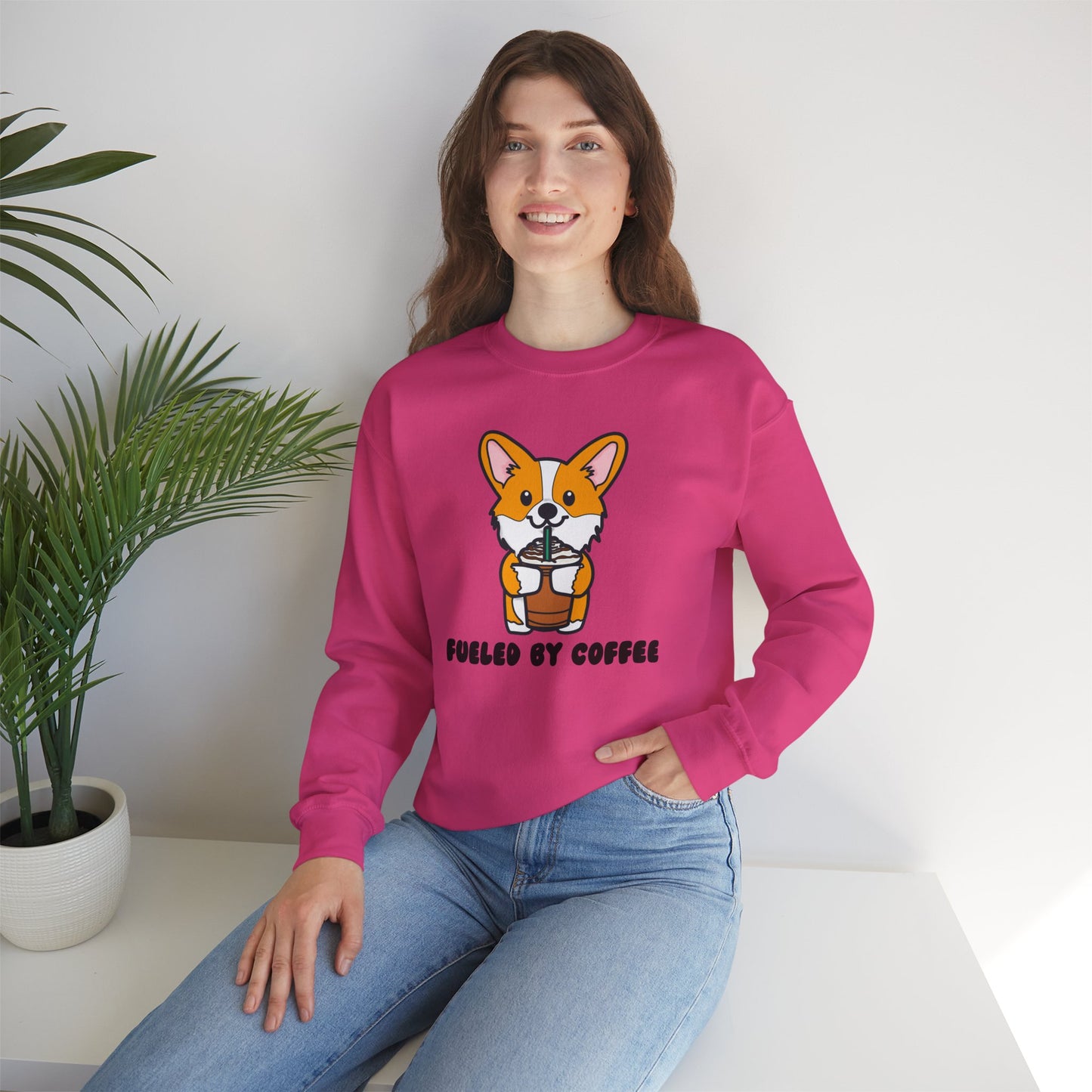 Corgi Coffee Unisex Heavy Blend Crewneck Sweatshirt | Iced Coffee Sweater | Coffee Pullover | Corgi Sweatshirt | Corgi Apparel | Corgi Gifts