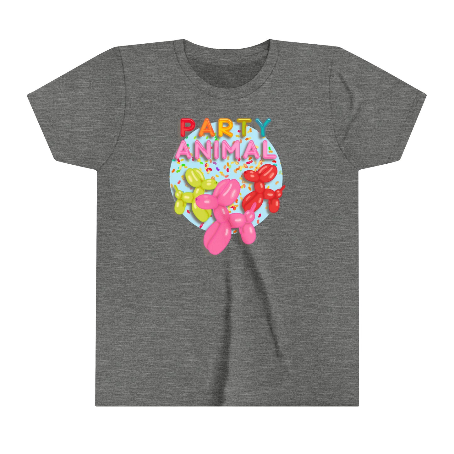 Kids Party Animal Balloon Birthday Graphic Tee - Fun Celebration Shirt for Children, Cute Animal Balloon Design, Birthday Gift Shirt