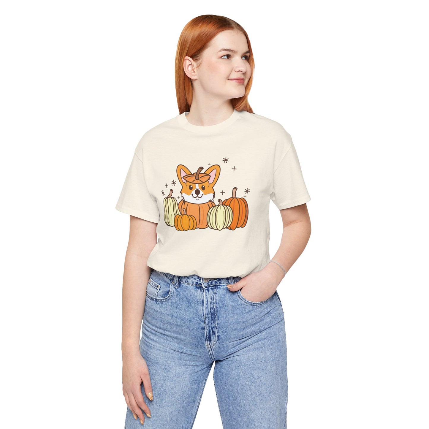 Corgi Pumpkin Halloween Unisex Fit Graphic Tee | Ladies Fall T-Shirt