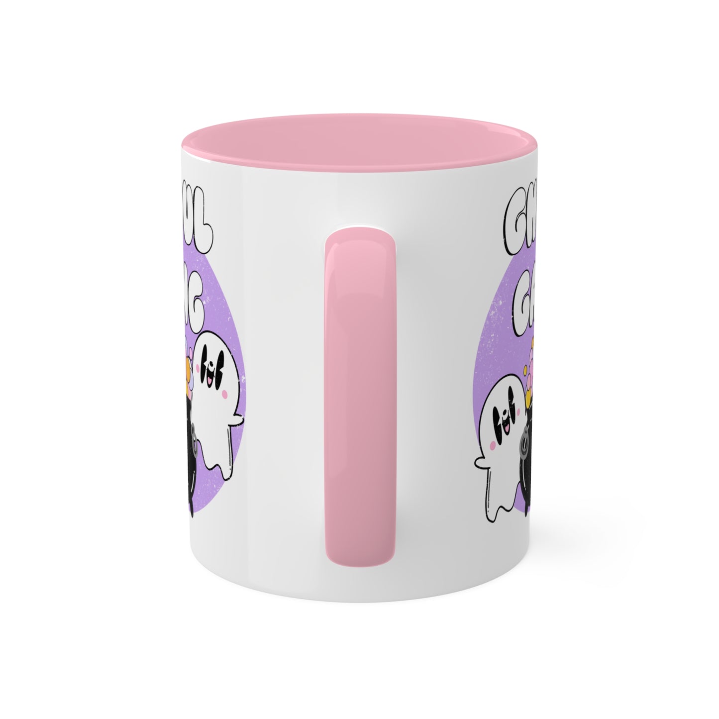 Ghoul Gang Retro Ghost Spooky Season Mug | Fall Coffee Mug with color inside and color handles