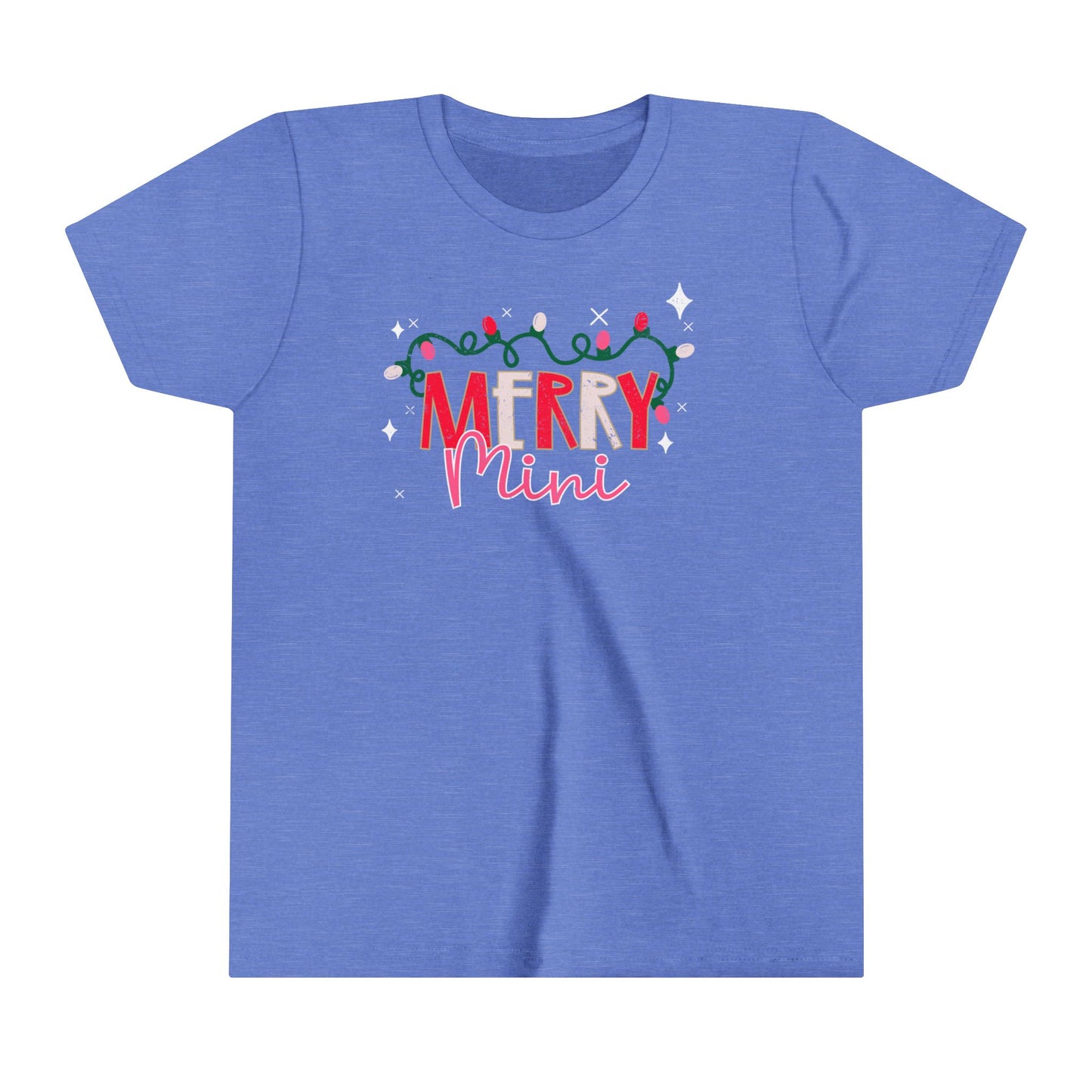 Merry Mini Youth Short Sleeve Tee | Matching Mommy and Me Daughter Christmas Shirt | Xmas Matching T-Shirt | Kids Christmas Tee