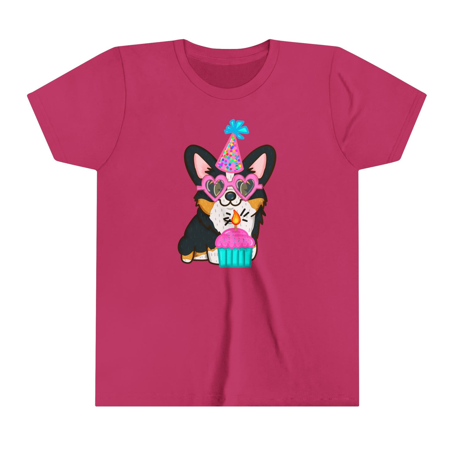 Kids Birthday Black Corgi Dog T-Shirt | Birthday Cake Shirt | Birthday Gift | Youth Corgi Graphic Tee | Kid Dog Lover Tee | Corgi Family Tee