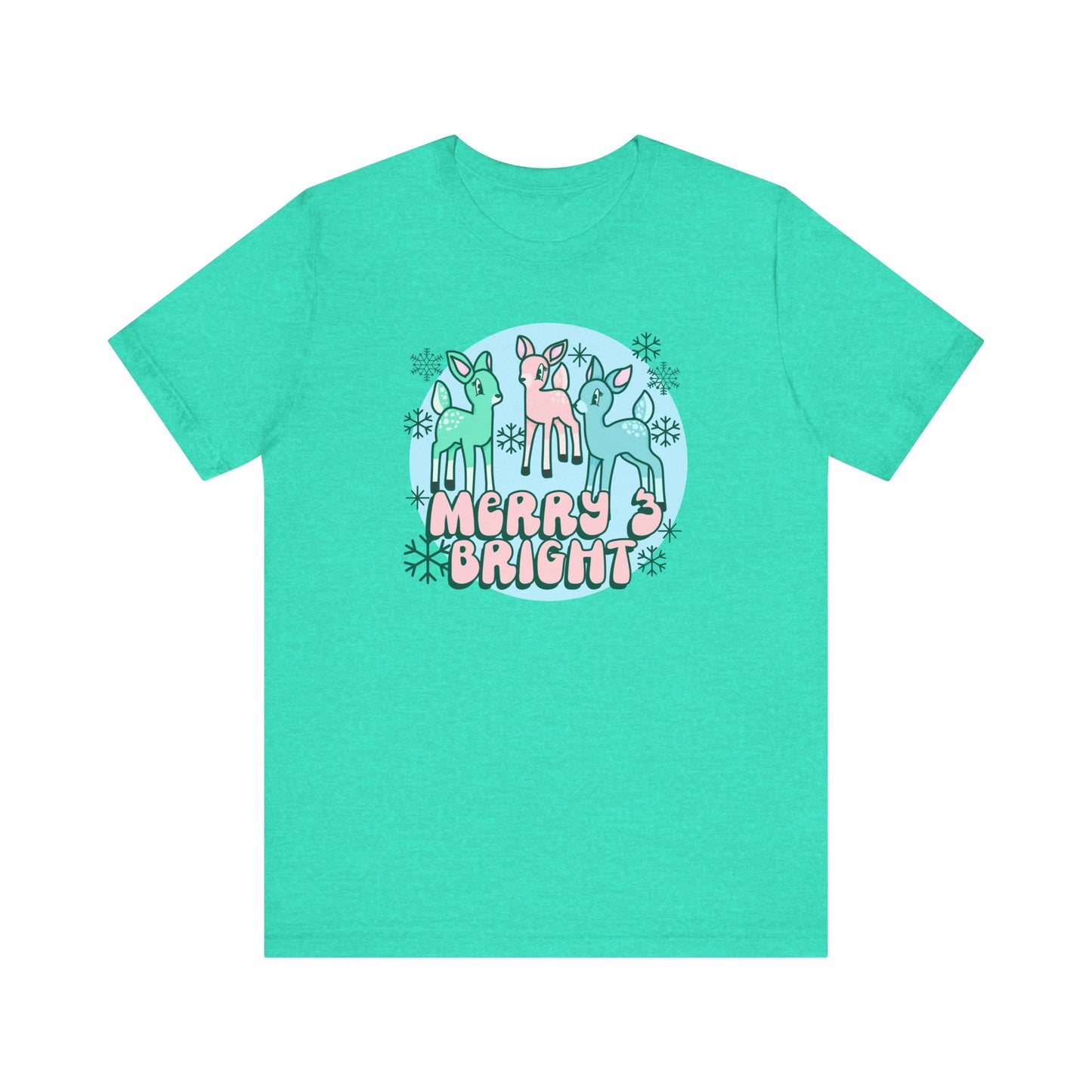 Pink Merry and Bright Reindeer Christmas Tee