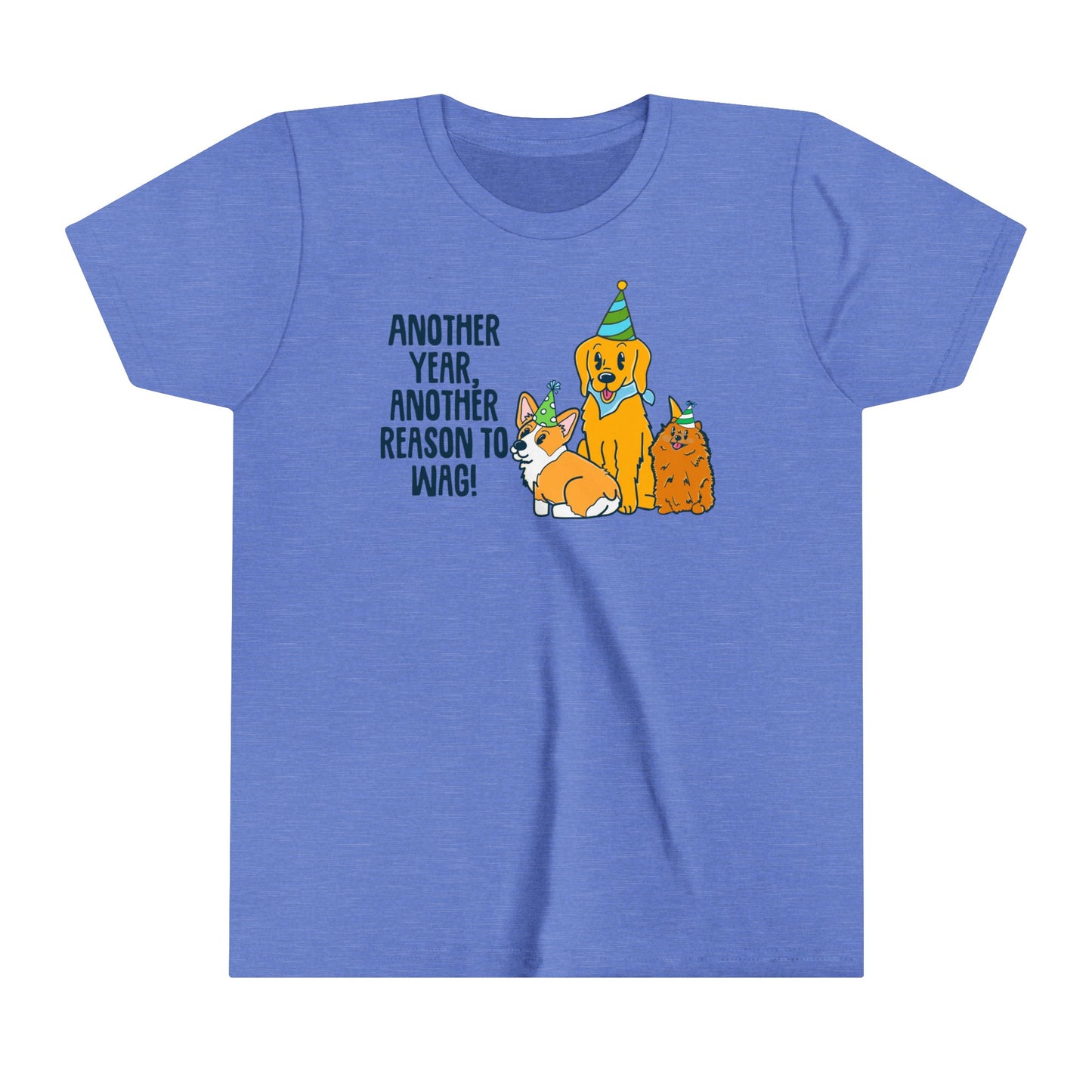 Kids Birthday Tee with Dogs - Another Year, Another Reason to Wag Shirt, Cute Dog Lover Gift, Children's Graphic T-Shirt, Pet Theme Apparel