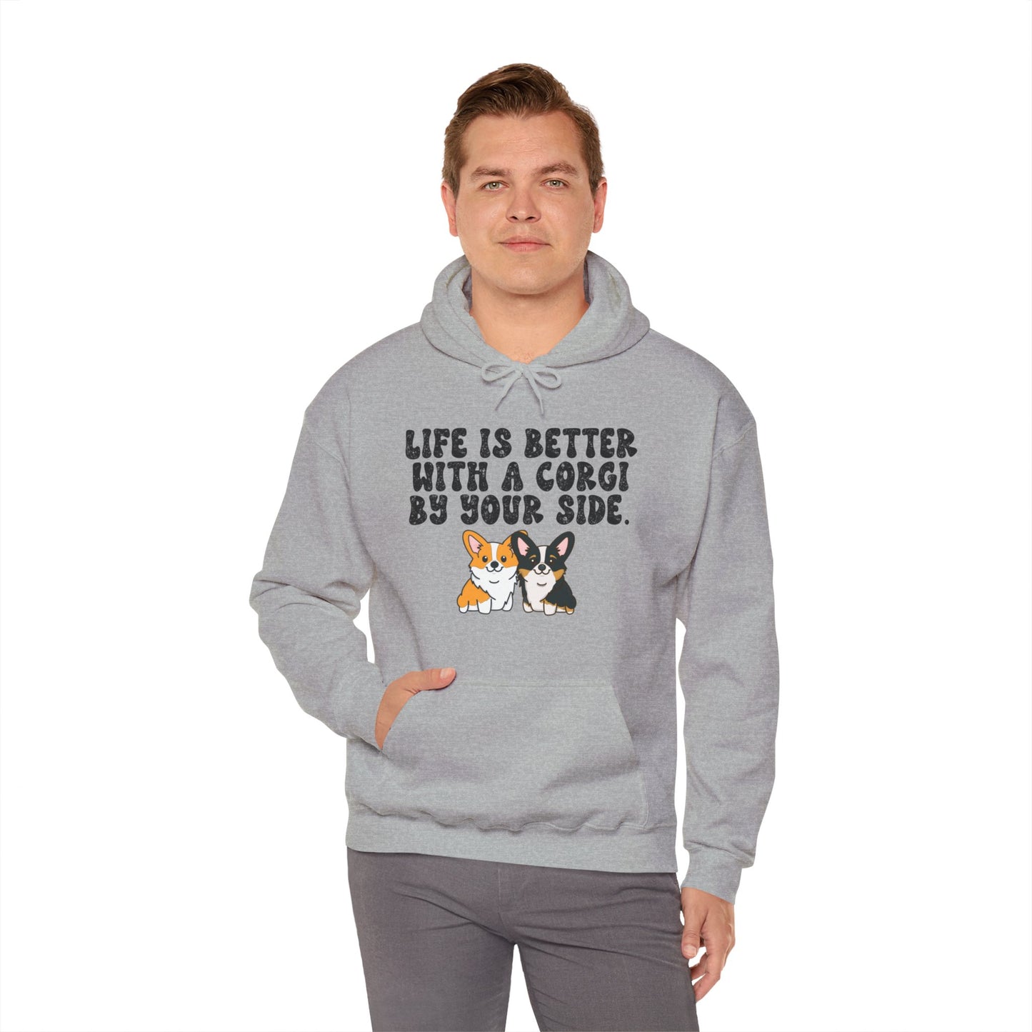 Life is Better with a Corgi By Your Side Unisex Hooded Sweatshirt - Cute Dog Lover Apparel, Corgi Owner Gift, Cozy Pet Hoodie