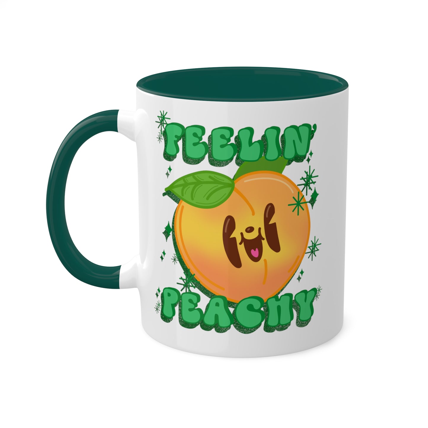 Feelin Peachy Coffee Mug - Cute Peach Design, Positive Vibes Tea Cup, Peach Gift, Unique Ceramic Mug for Happy Mornings and Cozy Evenings