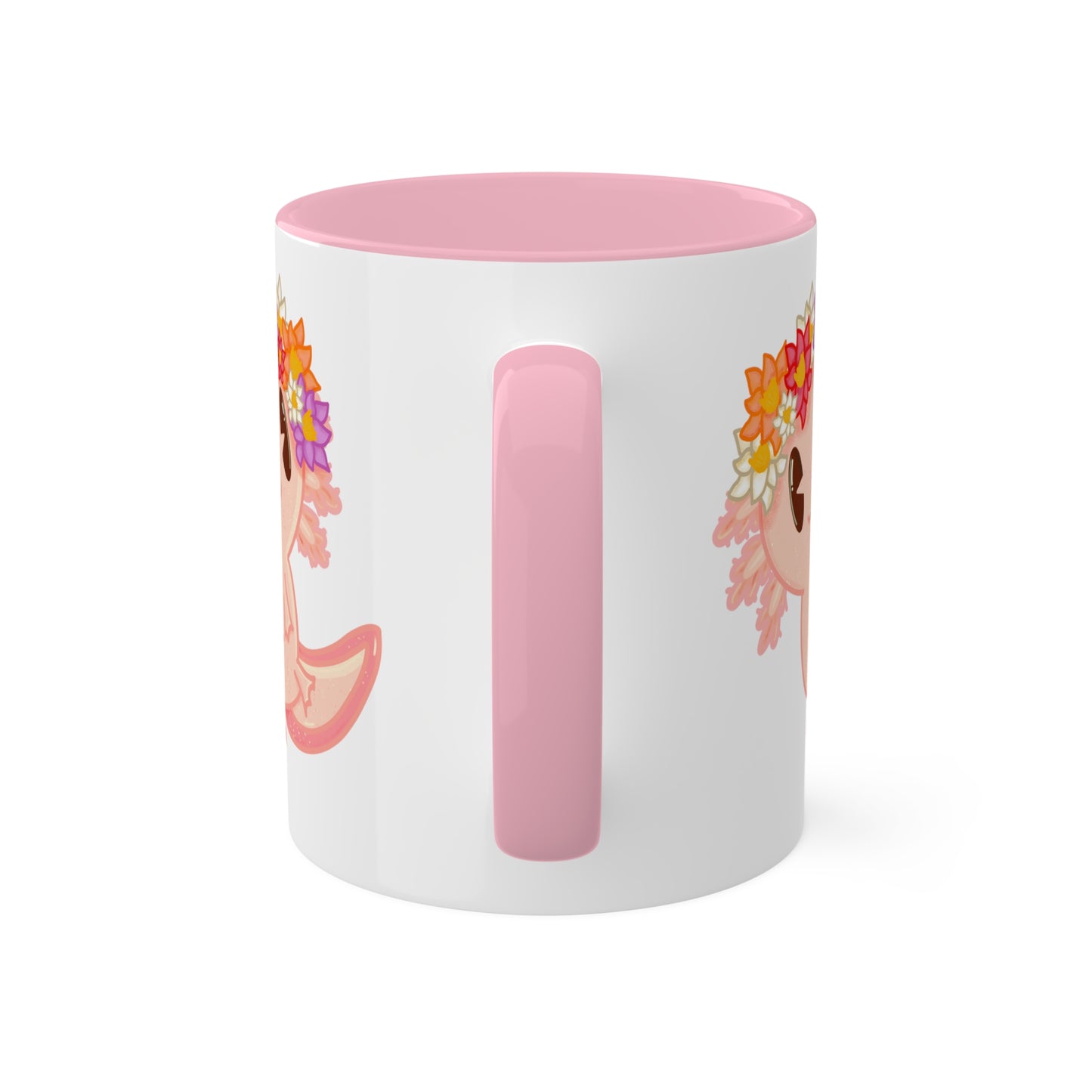 Pink Axolotl Ceramic Mug | Flower Crown Animals Mug | Animal Lover Gift | Cute Axolotl Drinkware | Axolotl Kitchenware | Amphibian Mug