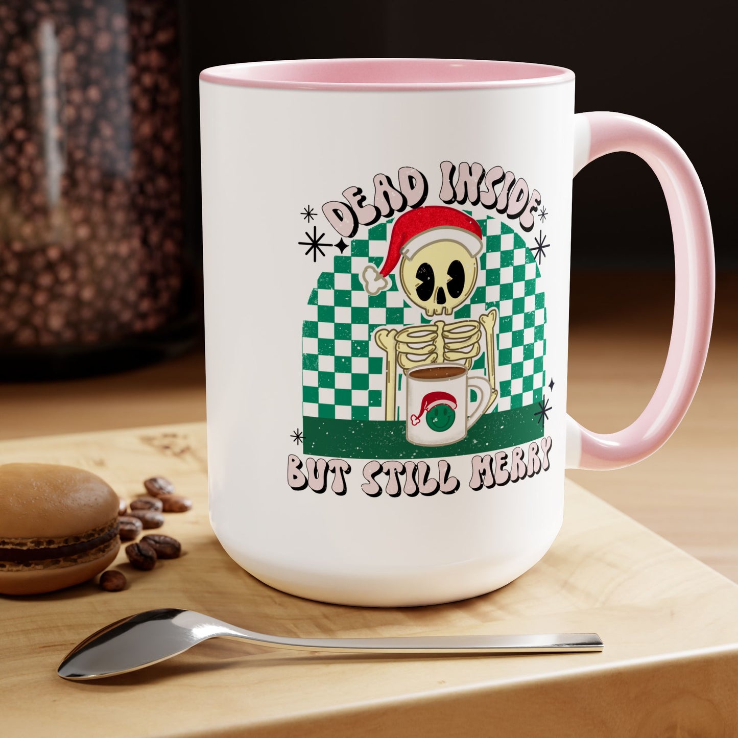 Dead Inside But Still Merry Christmas Coffee Mug | Skeleton Xmas Mug | Dark Humor Gift | Quirky Holiday Cup