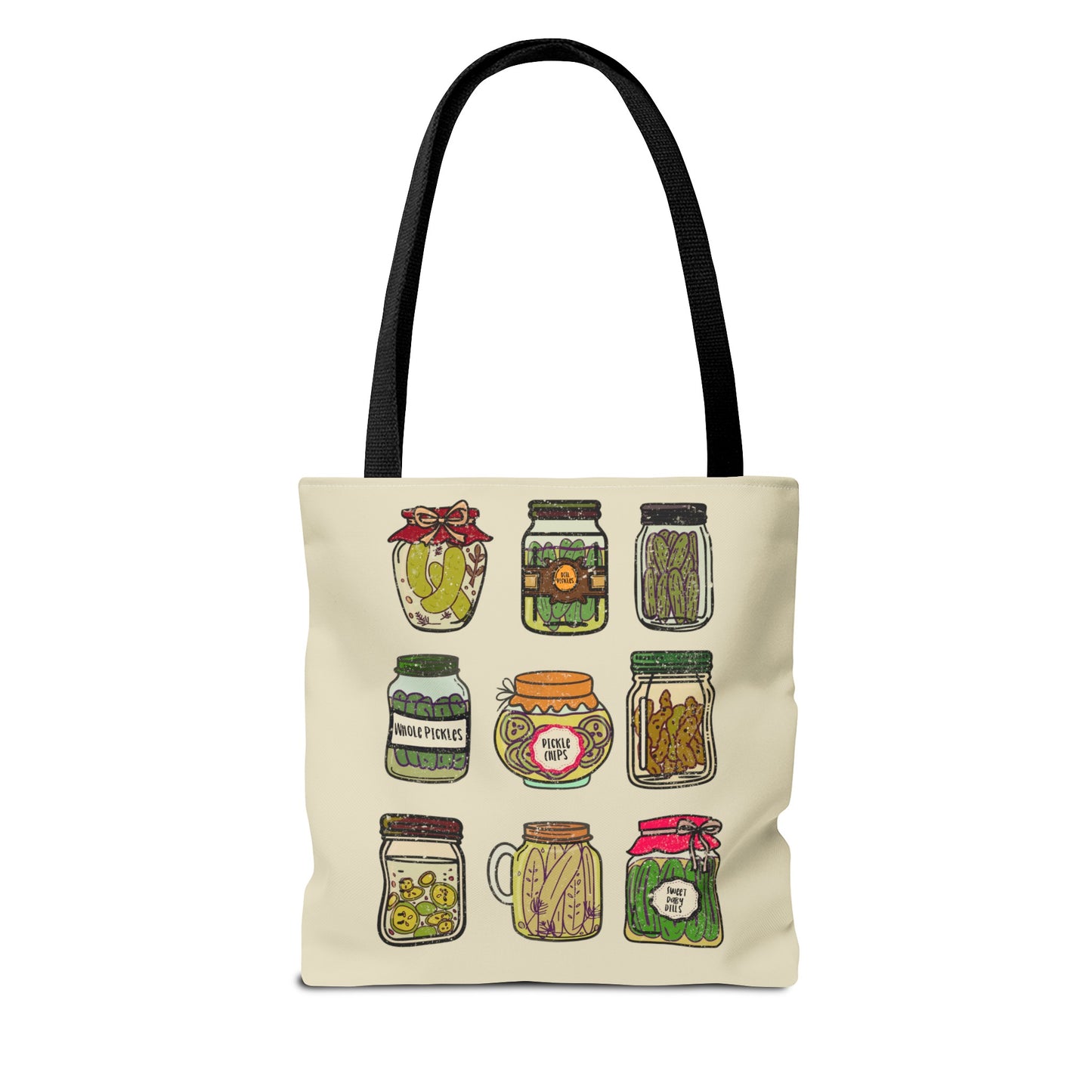 Pickle Jar Print Tote Bag - Eco-friendly Grocery Shopping Bag, Reusable Pickle Lover Tote, Unique Foodie Print, Farmers Market Carryall