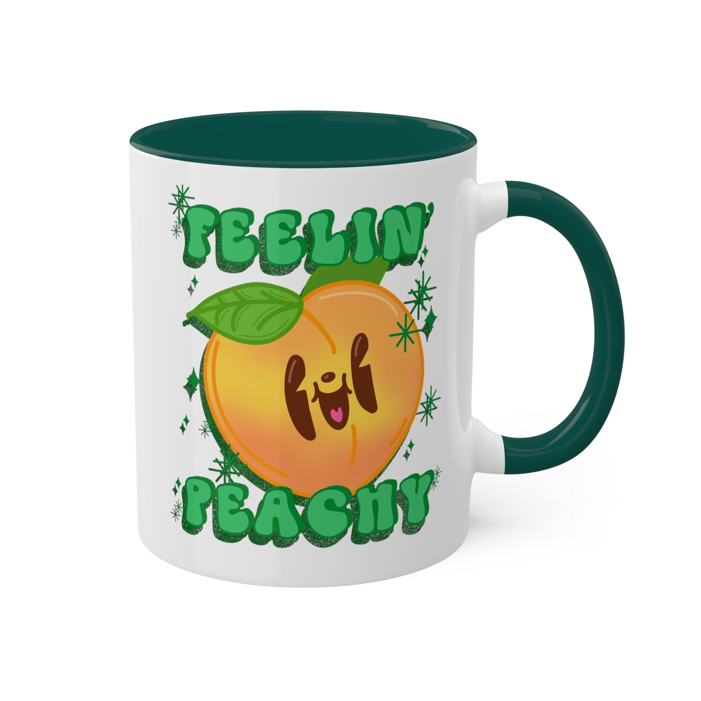 Feelin Peachy Coffee Mug - Cute Peach Design, Positive Vibes Tea Cup, Peach Gift, Unique Ceramic Mug for Happy Mornings and Cozy Evenings