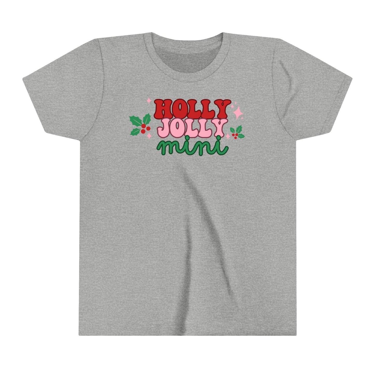 Holly Jolly Mini Christmas Youth Size Shirt | Festive Holiday Apparel for Mom and Daughter | Christmas Girls Tee