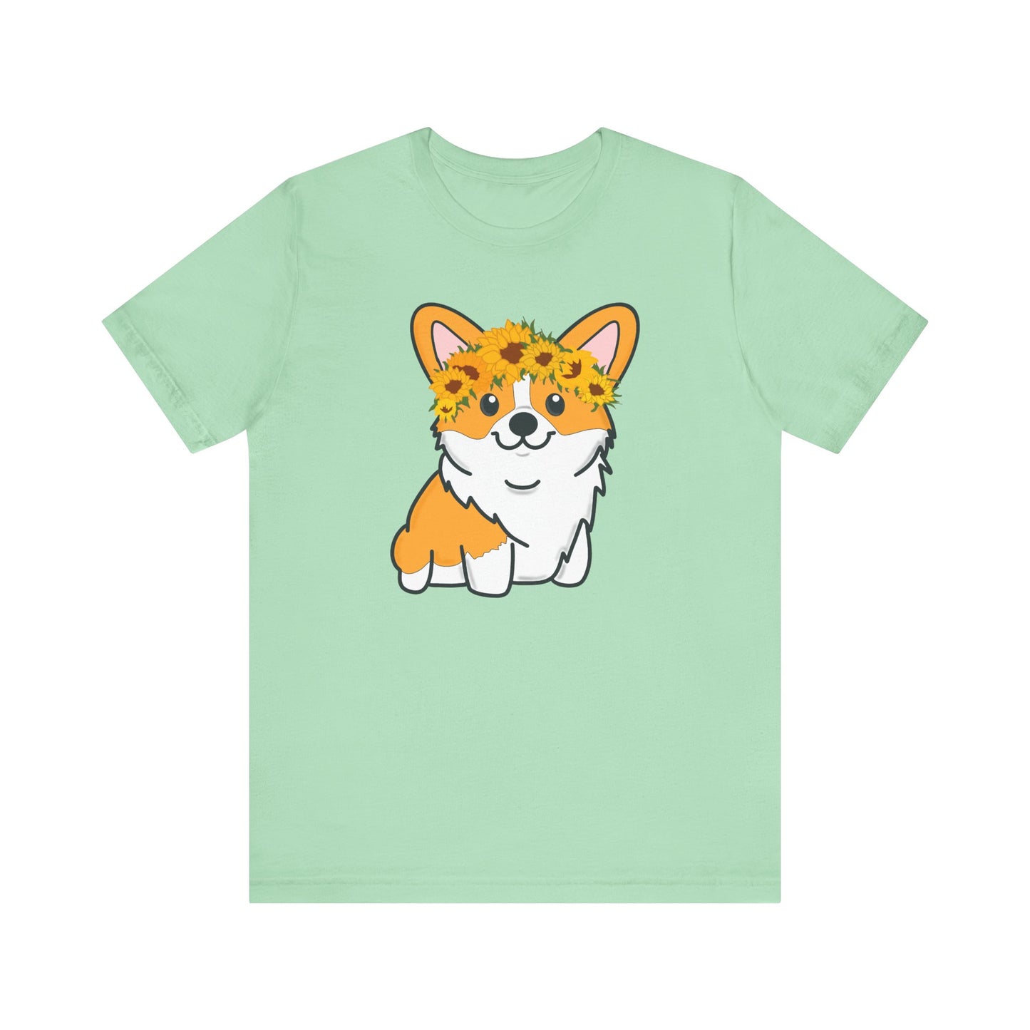 Sunflower Corgi Unisex Graphic Tee | Ladies Corgi Dog T-Shirt | Corgi Lover Gift | Corgi Mom | Pembroke Welsh Corgi | Dog Lover Shirt