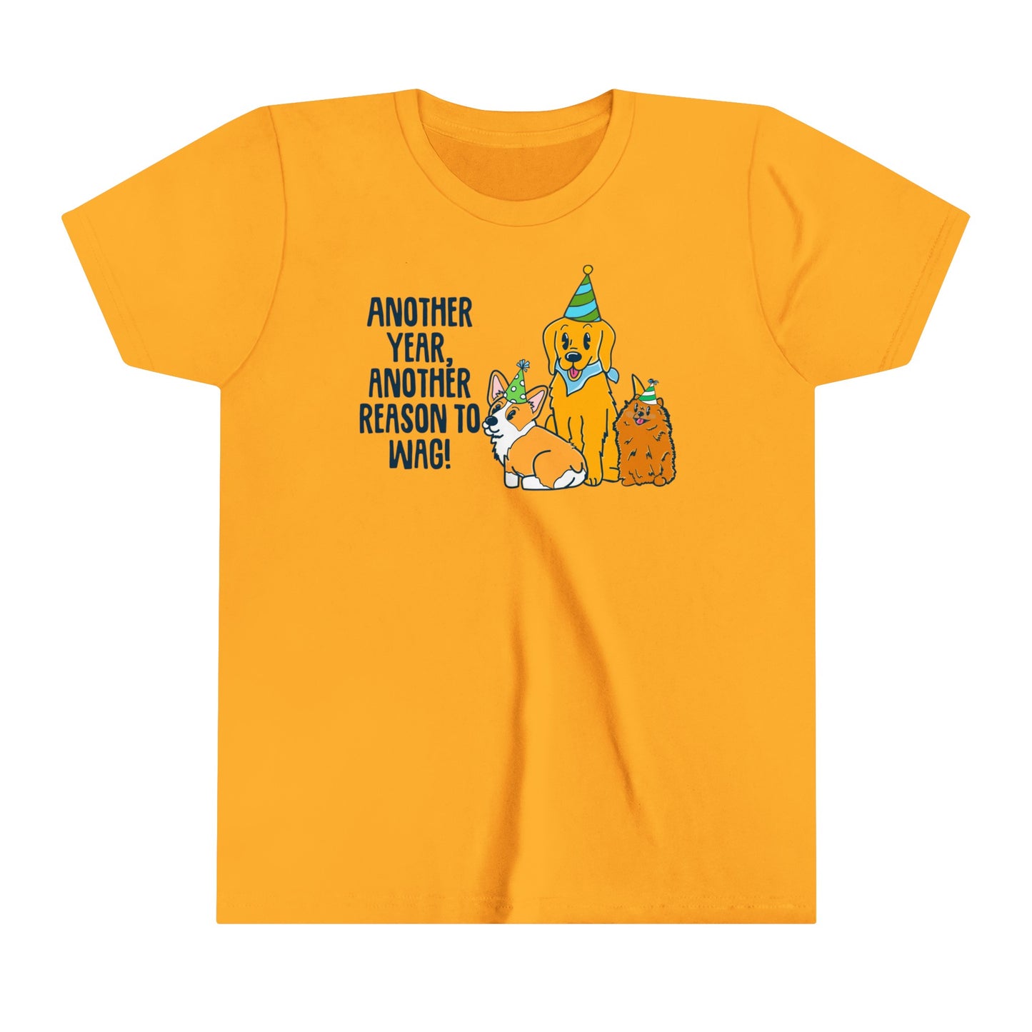 Kids Birthday Tee with Dogs - Another Year, Another Reason to Wag Shirt, Cute Dog Lover Gift, Children's Graphic T-Shirt, Pet Theme Apparel