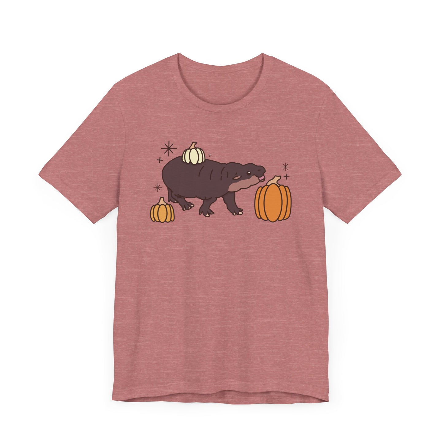 Pygmy Hippo Pumpkin Halloween Unisex Fit Graphic Tee | Ladies Fall T-Shirt