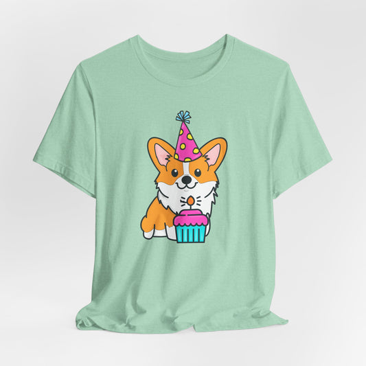 Birthday Corgi Dog T-Shirt - Birthday Cake Shirt, Women's Corgi Graphic Tee, Dog Lover Gifts, Gifts for Her, Pet Owner Apparel
