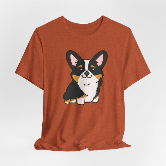 Pembroke Corgi Unisex Graphic T-Shirt  | Black Tri-Color | Corgi Owner Gift | Dog Breed Tee | Tri-Color Corgi Design | Cute Corgi Apparel