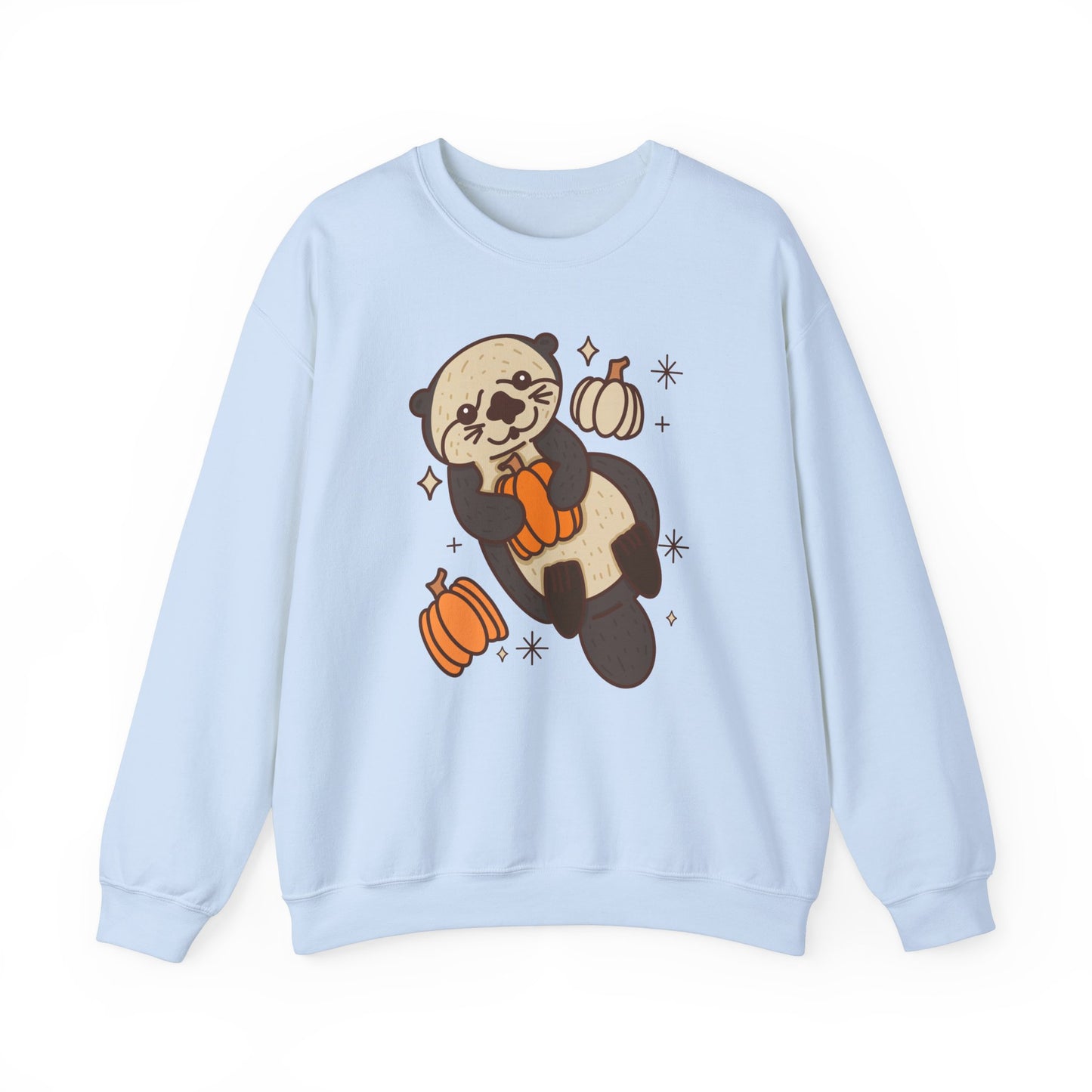 Sea Otter Pumpkin Spooky Season Pullover Sweatshirt | Pumpkin Crewneck Adult Unisex Fit Sweatshirt