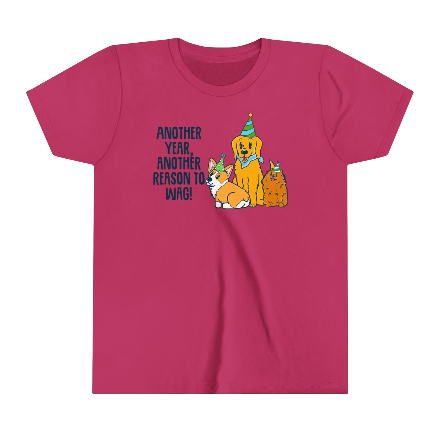 Kids Birthday Tee with Dogs - Another Year, Another Reason to Wag Shirt, Cute Dog Lover Gift, Children's Graphic T-Shirt, Pet Theme Apparel