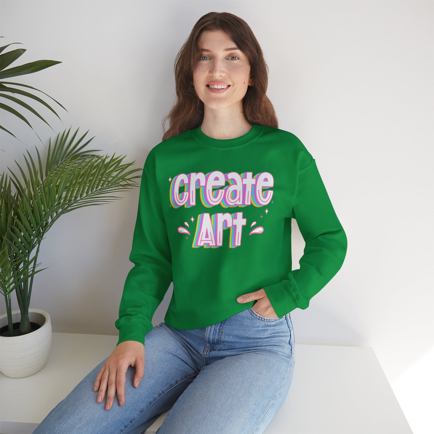 Create Art Unisex Heavy Blend Crewneck Sweatshirt | Art Colorful Sweater | Art Teacher Pullover | Artist Sweatshirt | Teacher Apparel