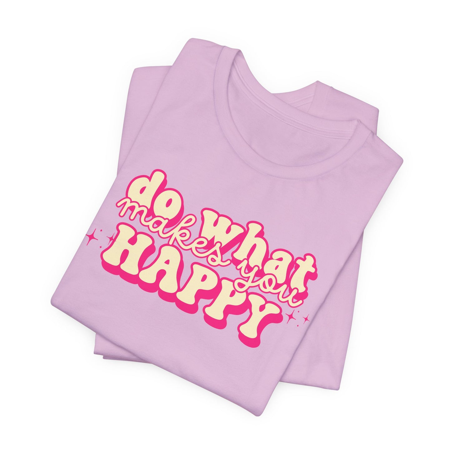 Retro Pink Do What Makes You Happy Graphic Tee | Positive Vibes T-Shirt | Inspirational Quote Shirt | Uplifting Gifts for Women