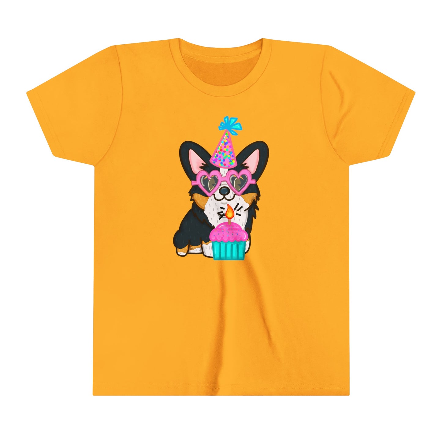 Kids Birthday Black Corgi Dog T-Shirt | Birthday Cake Shirt | Birthday Gift | Youth Corgi Graphic Tee | Kid Dog Lover Tee | Corgi Family Tee