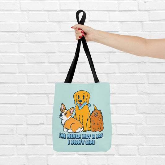 Dog Lover Tote Bag - I Never Met a Dog I Didn't Like, Pet Tote Bag, Cute Dog Print Bag | Reusable Shopping Bag, Dog Mom Gift