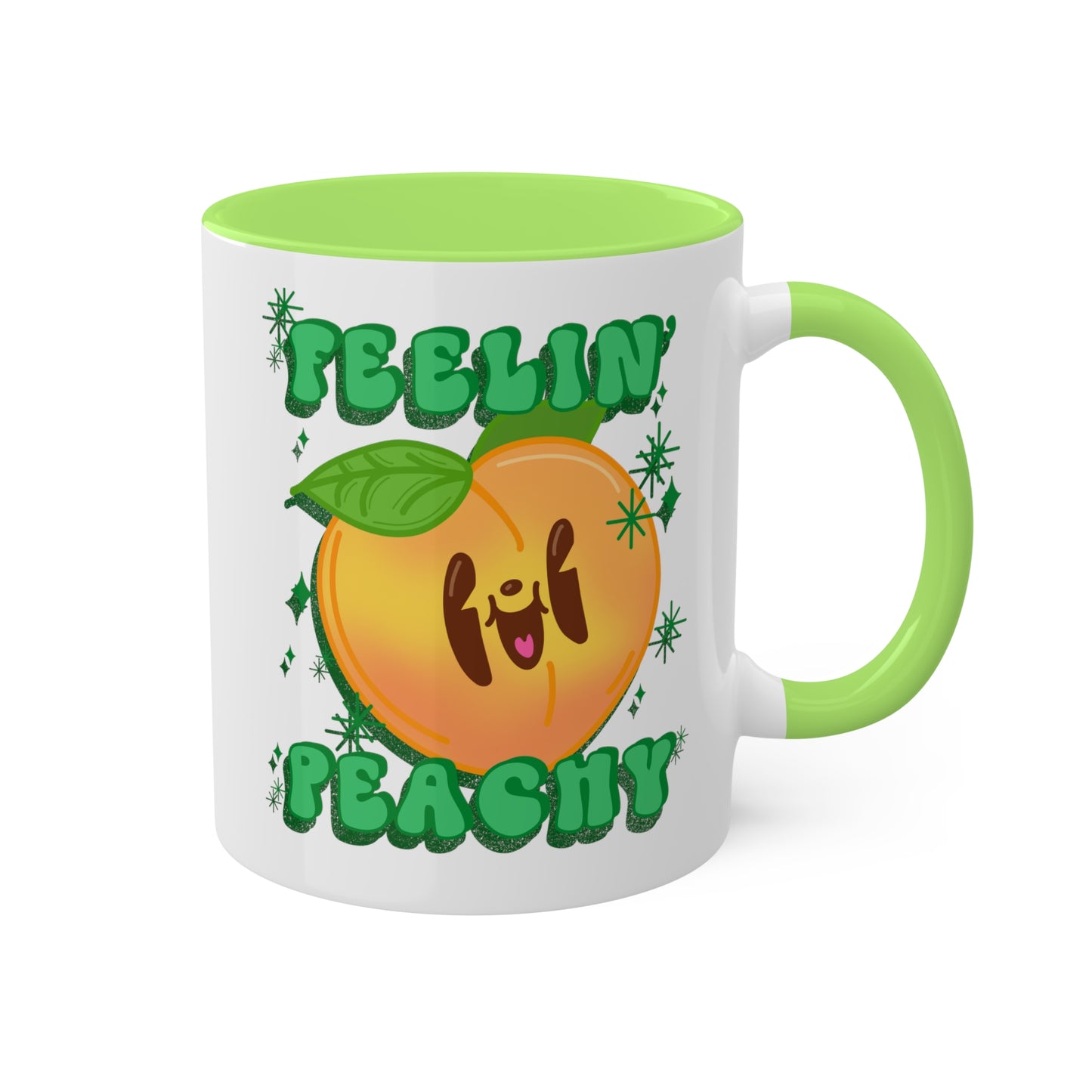 Feelin Peachy Coffee Mug - Cute Peach Design, Positive Vibes Tea Cup, Peach Gift, Unique Ceramic Mug for Happy Mornings and Cozy Evenings