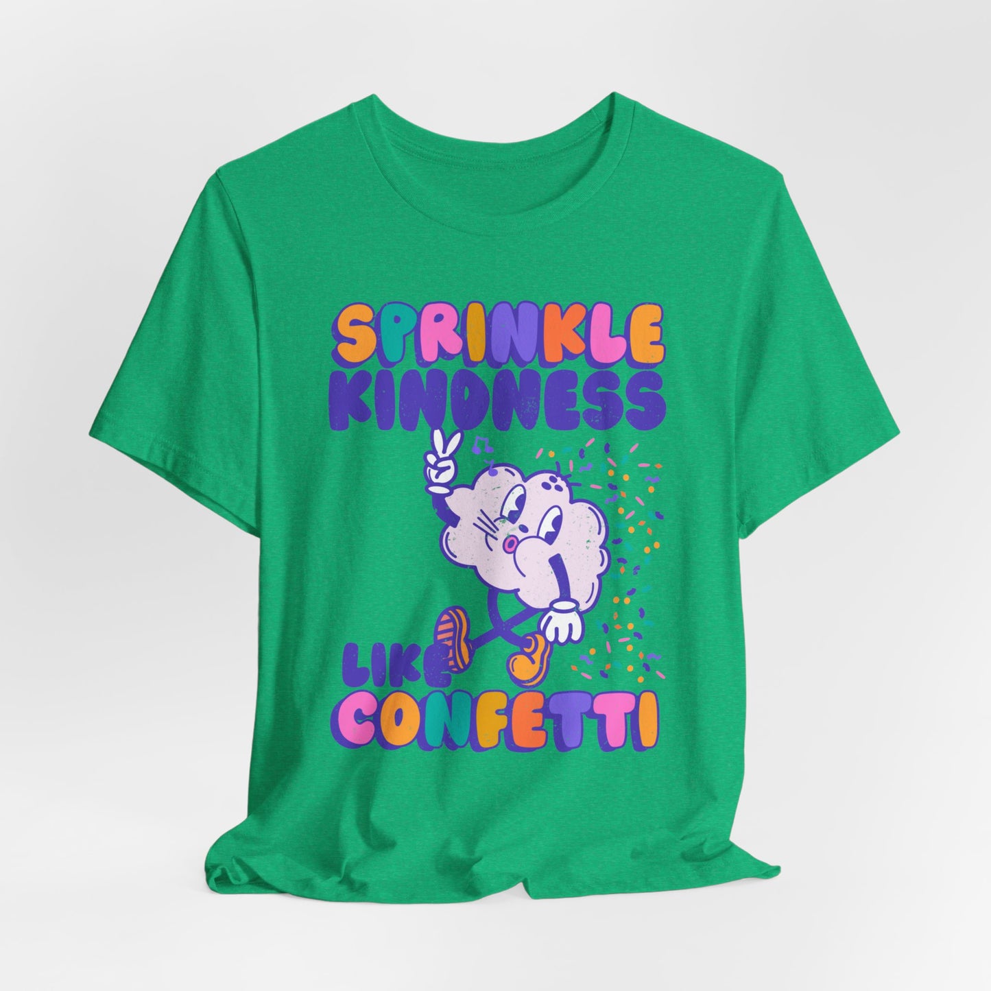 Sprinkle Kindness Like Confetti Retro Graphic Tee | Inspirational T-Shirt, Positive Vibes Shirt, School Counselor Tee | Teacher Tee