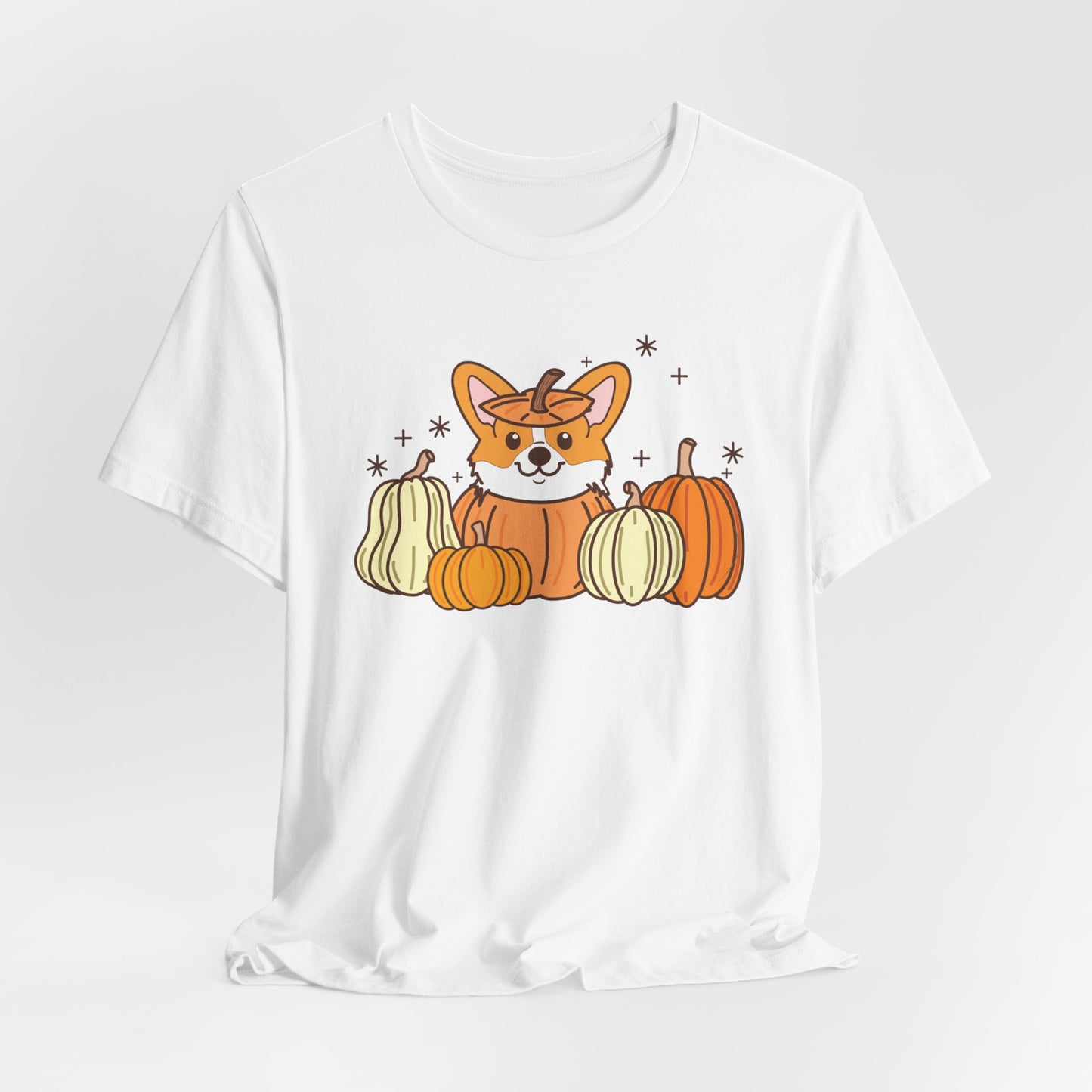 Corgi Pumpkin Halloween Unisex Fit Graphic Tee | Ladies Fall T-Shirt