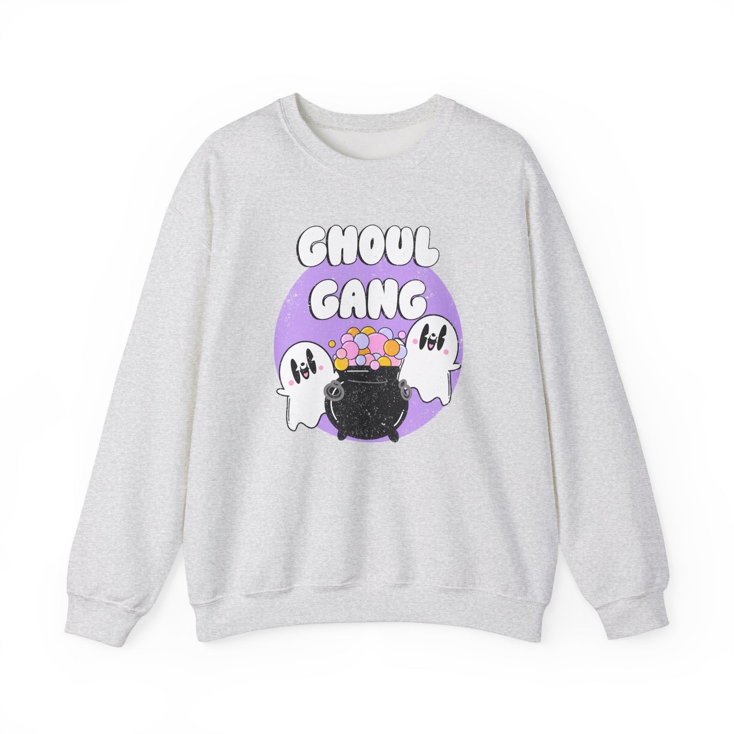 Ghoul Gang Spooky Season Pullover Sweatshirt | Ghost Retro Crewneck Adult Unisex Fit Sweatshirt