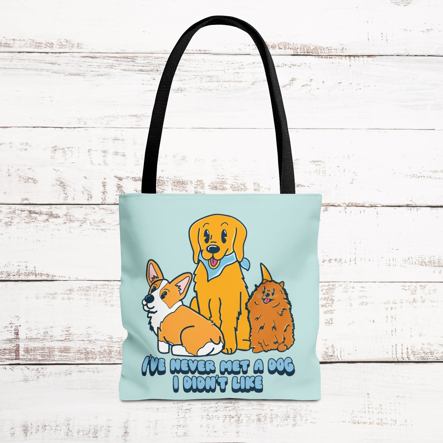 Dog Lover Tote Bag - I Never Met a Dog I Didn't Like, Pet Tote Bag, Cute Dog Print Bag | Reusable Shopping Bag, Dog Mom Gift