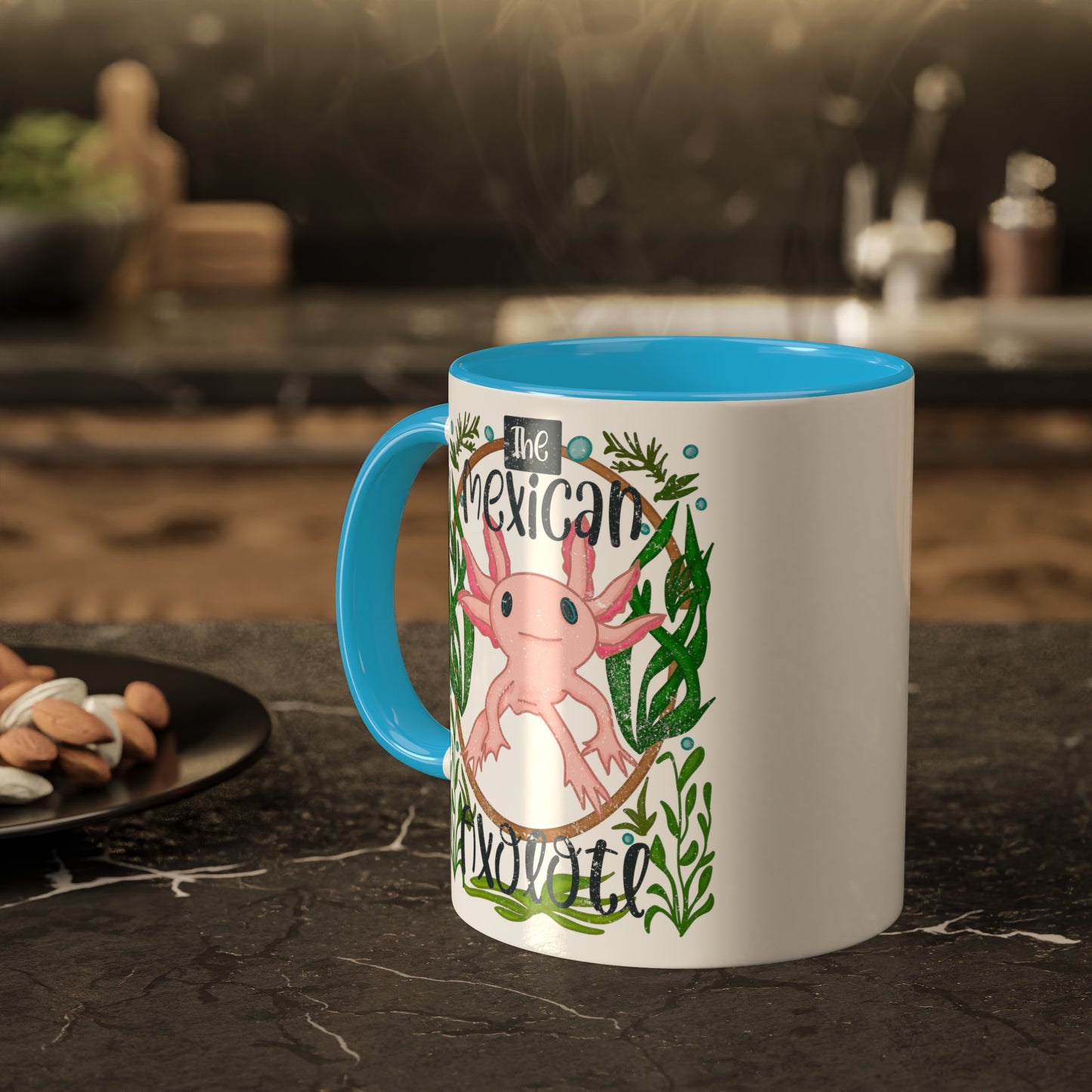 Mexican Axolotl Ceramic Accent Mug | Exotic Endangered Animal Mug | Cute Axolotl Gift | Colorful Animal Lover Cup