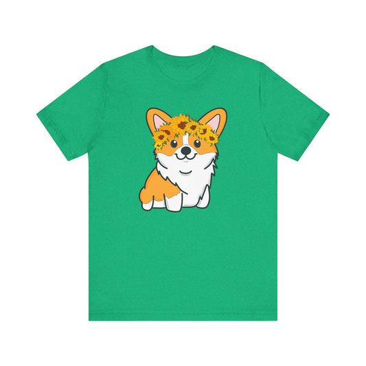 Sunflower Corgi Unisex Graphic Tee | Ladies Corgi Dog T-Shirt | Corgi Lover Gift | Corgi Mom | Pembroke Welsh Corgi | Dog Lover Shirt