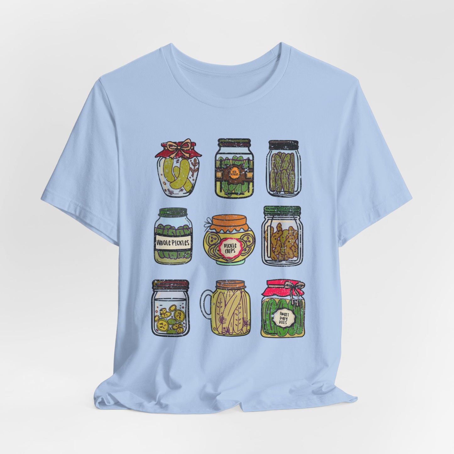 Pickle Jar Graphic Tee | Assorted Pickle Jar Design Tee |  Foodie Shirt for Pickle Enthusiasts | Pickle Gifts | Pickle Lover Graphic Shirt