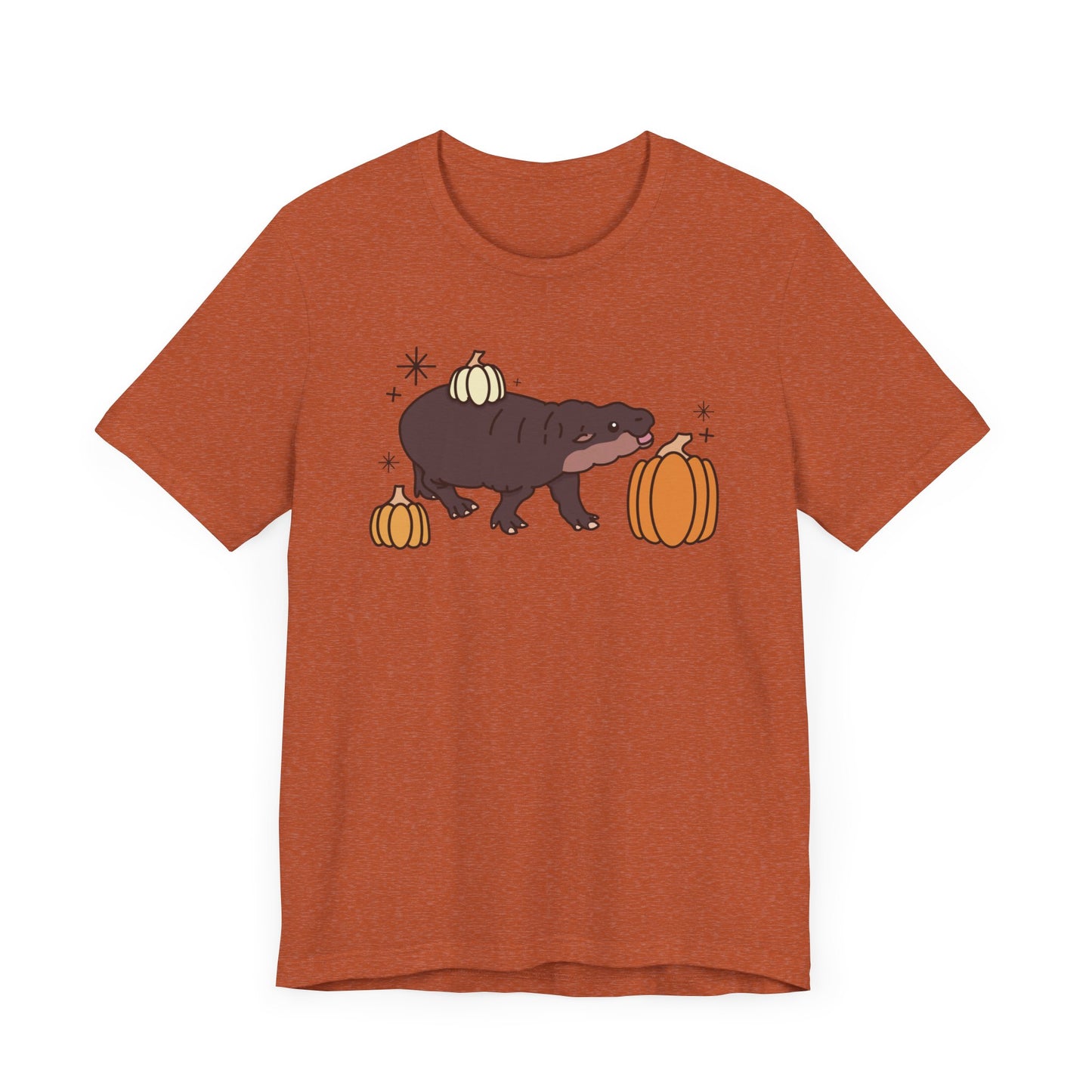 Pygmy Hippo Pumpkin Halloween Unisex Fit Graphic Tee | Ladies Fall T-Shirt