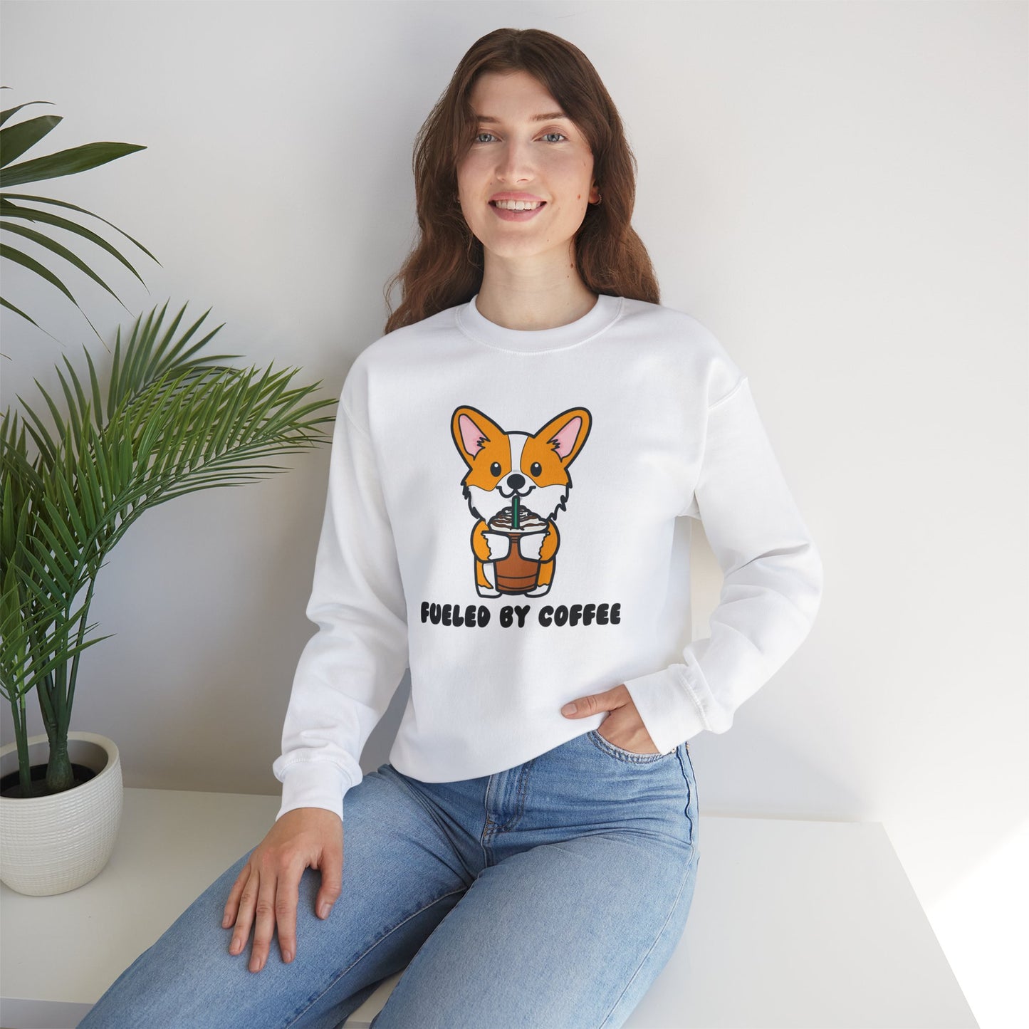 Corgi Coffee Unisex Heavy Blend Crewneck Sweatshirt | Iced Coffee Sweater | Coffee Pullover | Corgi Sweatshirt | Corgi Apparel | Corgi Gifts