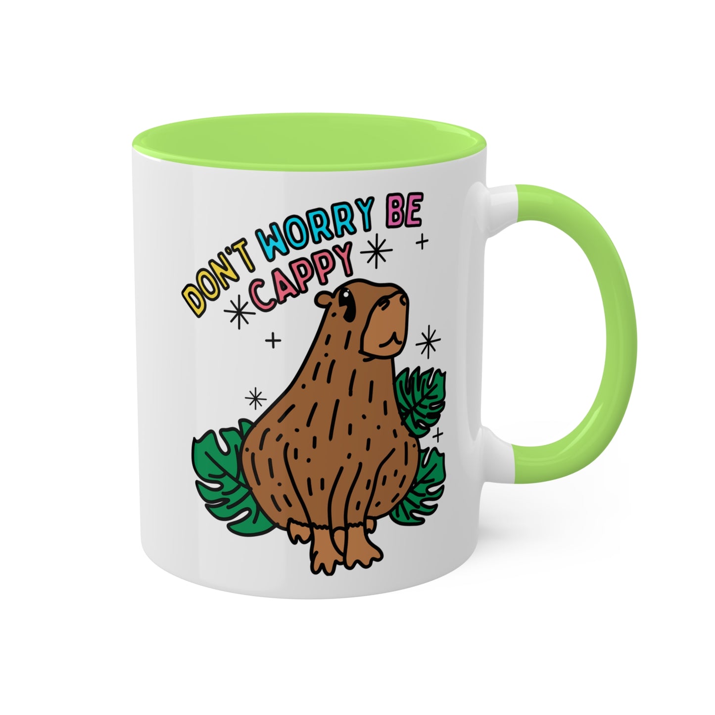 Capybara Inspirational Coffee Mug with color inside and color handles