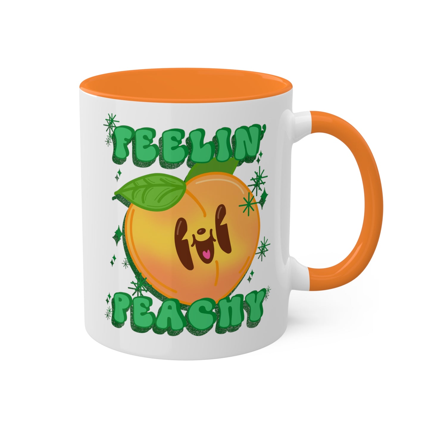 Feelin Peachy Coffee Mug - Cute Peach Design, Positive Vibes Tea Cup, Peach Gift, Unique Ceramic Mug for Happy Mornings and Cozy Evenings